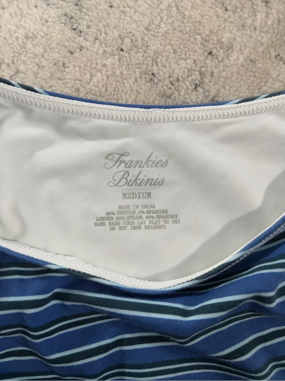 Frankie's Bikinis Blue and White Striped Bikini Bottom